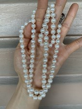 32.5” UNUSED Akoya saltwater cultured Pearl beaded necklace 8mm picture