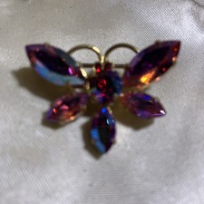 Vintage Made in Austria Crystal Butterfly Brooch/PIn EC picture