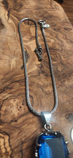 Curated Vintage Blue Pendant on Sterling Bezel and 20
