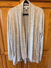 Athleta Heather Gray Open-Front Shawl Cardigan size L Cozy Warm Layer picture