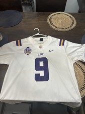 Nike LSU Tigers Joe Burrow #9 Men's XL White/Purple/Gold Football Jersey picture