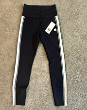Vuori Women’s Black/White Stripe Ankle Leggings Size S Drawstring Logo picture