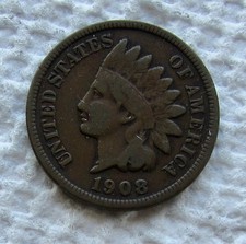 1908-S  Indian Head Cent Rare Key Date San Francisco Mint Chocolate Brown Fine picture