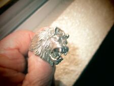 925 Sterling Silver King of FIERCE  Lion Ring Mens Biker Punk Ring US Size 12 picture
