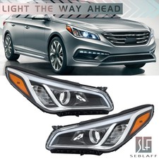 For Hyundai Sonata 2015 2016 2017 Chrome Halogen Headlights Headlamps Set Pair picture