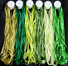 NEW 60M OF 4MM PURE SILK EMBROIDERY RIBBON GREENS $32 V picture