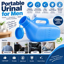 1pcs Urinals for Men 1200ml Thick Plastic Mens Bedpan Bottle with Lid Pee Cont picture