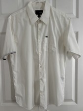 New Hurley Men’s Large Short Sleeve Button Up White Shirt NWOT  picture