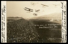 USA 1911 San Francisco Bird Men Eldridge Field Air Show RPPC 2c Washington 89058 picture