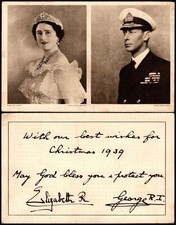 1939 King George VI Queen Elizabeth Royal Christmas Card WWII picture