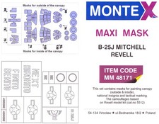Montex MAXI Mask 1/48 NORTH AMERICAN B-25J MITCHELL CANOPY PAINT MASK Revell picture