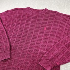 Vintage polo ralph lauren sweater men large heavy cotton Waffle Chunky knit picture