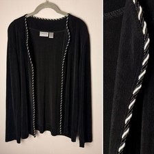 Chico's Travelers Cardigan Jacket Top Size 3 (XL, 16) Black Open Front Travel picture