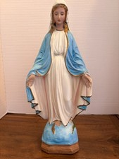 Hand-painted plaster statue of the Miraculous Madonna. 17” picture