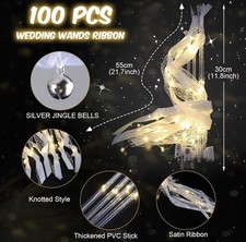 HONLYNE 100PC Light Up Wedding Wands Warm White LED Streamers Bells picture