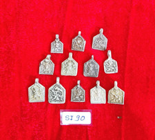 Antique Lord Hanuman Monkey God Silver Religious Amulet Pendant 12 Pcs 16 Grams picture