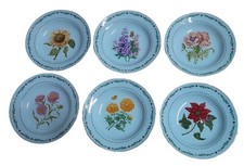 Domestications Floral Months Soup / Salad Bowls Gold Rimmed 8 1/4