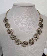 Vintage Necklace Gold Tone Filigree Panel Collar picture