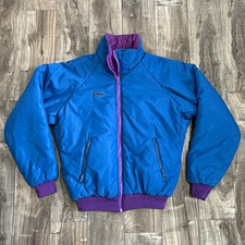 Vintage 90s Columbia Bomber Jacket Mens M Blue Purple Reversible picture