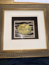 Vintage African Ostrich Egg Art - Zebra Scene - Shadow Box Framed Decor picture