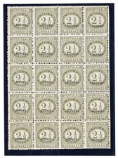 PORTUGAL AZORES 1876 NEWSPAPER STAMPS 2½R BLOCK OF 20 SC. #P4 MINT NH picture