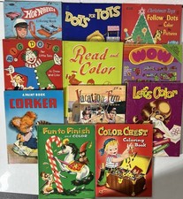 Vintage Coloring Books Lot of 11 Hot Wheels Whitman Children's Activity Books picture