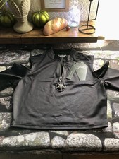 NWT Killstar Knavery Black Crop Top Shoulder Cutouts Baphomet Accent SEXY Goth picture