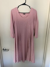 Torrid Ribbed Jersey Hacci Knit 3/4 Sleeve Skater Mini Dress Mauve Pink 1X picture