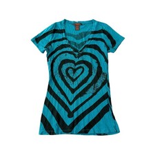 Vintage y2k SoSik Women's Blue Heart Top Baby Tee T-shirt picture