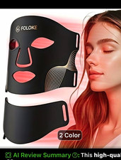 FOLOKE Portable LED Light Therapy Mask for Face & Neck, Black picture