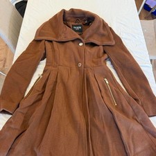 Guess Women's Wool Blend Fit and Flare Coat Size Small Camel picture