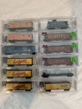 N Micro-Trains 12 Pack With Union Pacific And Edelweiss Brew Box Cars picture