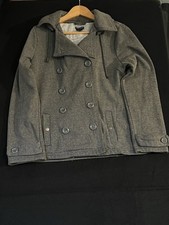 Wet Seal Women’s Gray Doyble Breasted Hooded Peacoat Jacket Size XL picture