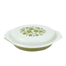 Pyrex Spring Blossom Daisy Divided Casserole 1 QT Green Never Used picture