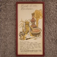 VTG Soovia Janis 1970 Soup Bread Recipe Hand Painted by Jacque Framed Art Lot 2 picture