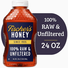Fischers Honey, 24oz Raw and Unfiltered, Local 100% US Grade Squeeze Bottle New. picture