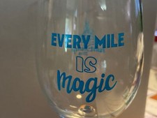New (2)  2018 Run Disney Marathon Stemmed Wine Glass Every Mile is Magic Blue picture