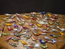 Lot/61 Vintage Mercury glass clip on bird ornaments picture