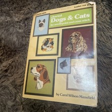 Vintage 1979 Leisure Arts Leaflet 148 Charted Dogs & Cats Cross Stitch Pattern picture