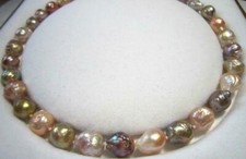Huge 12-15mm Genuine Natural South Sea MultiColor Baroque Pearl Necklace 18