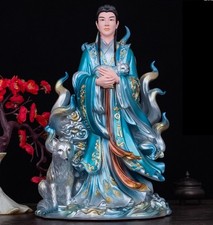 Chinese 9 Tailed Fox Fairy Man Statue Couple Marriage Love Boy Feng Shui Home picture