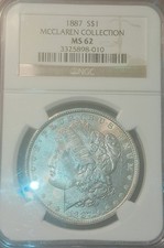 1887 Morgan Silver Dollar NGC MS62 McClaren Collection 90% Silver picture