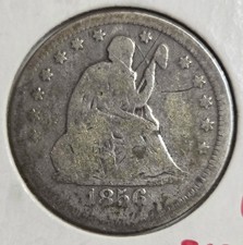 1856 Seated Liberty Quarter Dollar US 90% Silver Coin picture