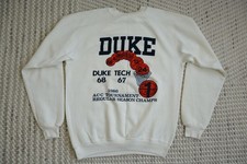 Vintage 1980s 1986 DUKE University Basketball White Pullover Sweater Unisex L picture