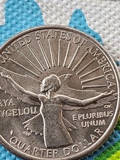 2022  P  Maya Angelou quarter  die guage on bird face  in cod we trust picture