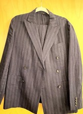 J.Crew Ludlow Suit Grey Pinstripe Double Breasted 36S Blazer W31 Trousers picture