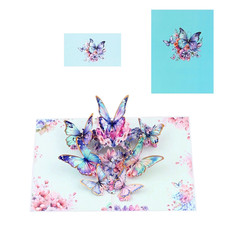 Blue Butterfly 3D Pop-up Greeting Card With Envelope & OPP Bag Birthday Gift picture