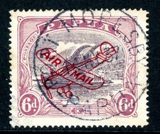 Papua 1930 British KGVI 6p Yellow Paper Harrison PNG Airmail SG #116 VFU D279 picture