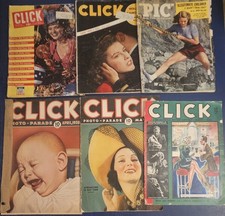 Vintage CLICK and PIC Magazine Lot of (6) 1938 1939 1941 1942 - WWII picture