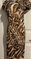BASLER Animal Print Size 42 Cap Ruffle Sleeves Knee Length NWT picture